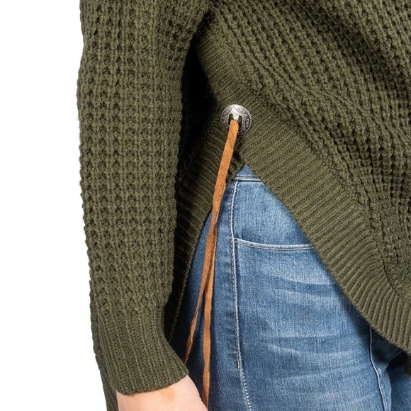 Waffle Knit Sweater - Olive Green - Picture 6 of 6